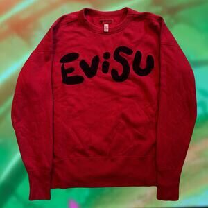 Evisu Yamane Spell Out sweatshirt daicock red black